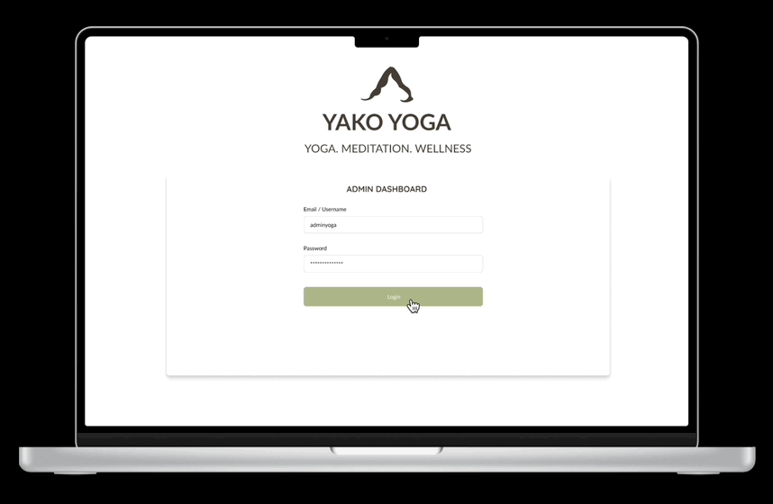 Yako Yoga Admin Dashboard Flow